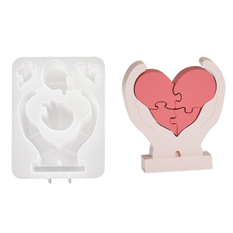 Силиконовая декоративная эпоксидная форма, милые руки, держащиеся в форме сердца, головоломки, форма для украшения дня Святого Валентина для Y любовника