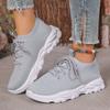Fashion Knitted Chunky Sneakers Women Breathable Solid Color Lace Up Running Sports Shoes Woman Casual Comfy Walking Trainers Plus Size