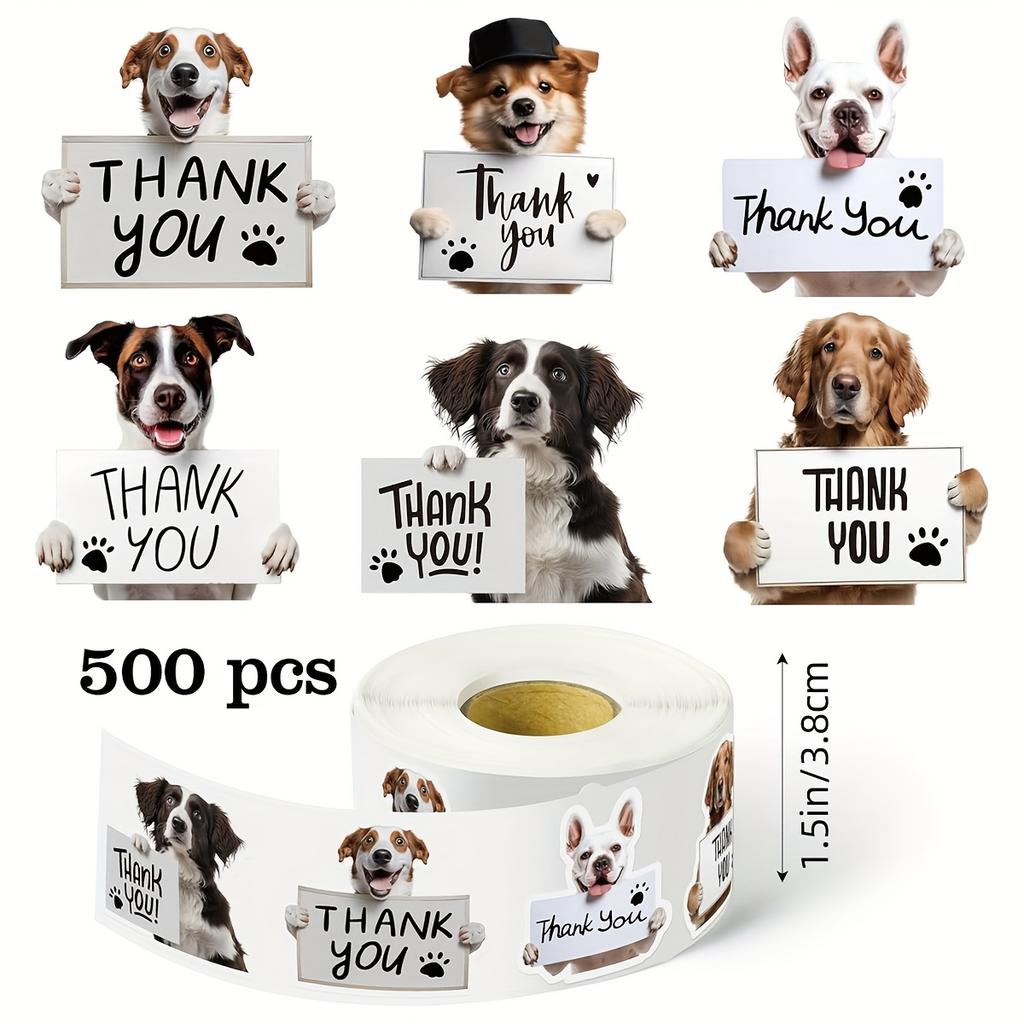 [Cute Dog Stickers] Large-Sized Cute Dog Stickers | Thank You Labels for Sealing Envelopes, DIY Packaging, Craft Decoration, Pet Shops, Hospitals