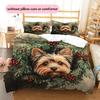Holly Wreath Cat and Dog  Pattern Bedding Quilt Set Quilt Cover Pillowcase Home Decoration  Gift (1 * duvet cover + 2 * pillowcase, without core)