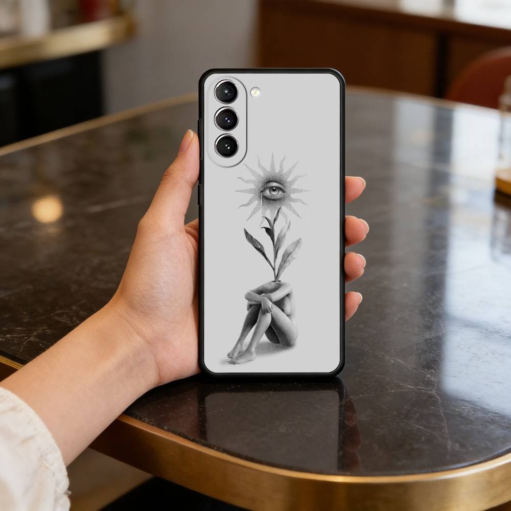 S-Сюрреалистичный F-Фигура A-Искусство Чехол для Телефона Для Samsung S25,24,23,22,30,21,10,9,Ultra,Plus,Lite,FE,4,5 G Мягкий Черный Чехол