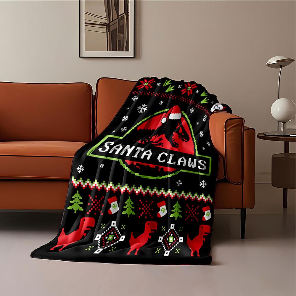 Santa Claws Dinosaur Blanket for all seasons blanket lunch break throw gift
