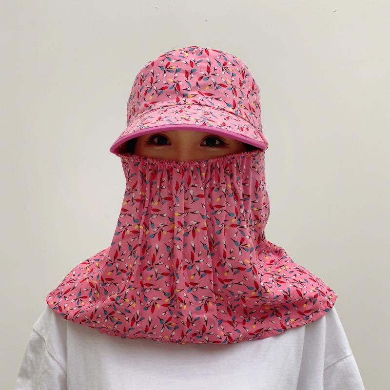 Женская летняя шляпа от солнца с широкими полями, шалью и маской для лица для езды на велосипеде и сбора чая - Дышащая и защитная.