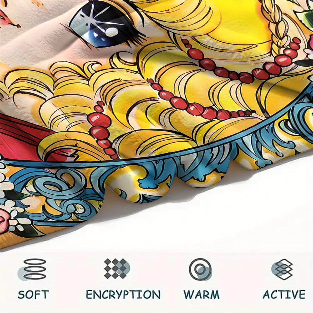 1PC Candy Candy Print Flannel Blanket, High quality All Seasons, Home Decor, Warmth and Comfort, Perfect for Christmas Gifts