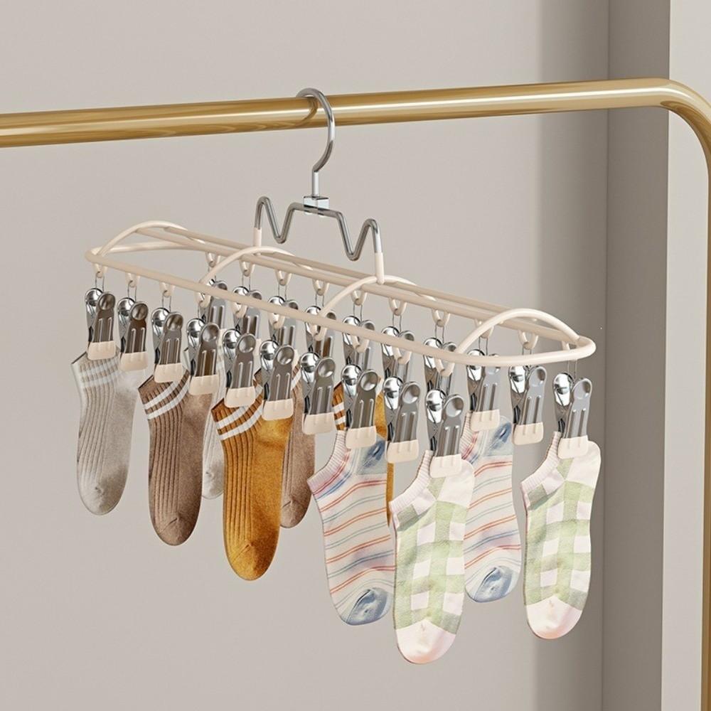 Stainless Steel Sock Drying Rack Windproof Clothes Hanger Clothes Drying Hanger Travel