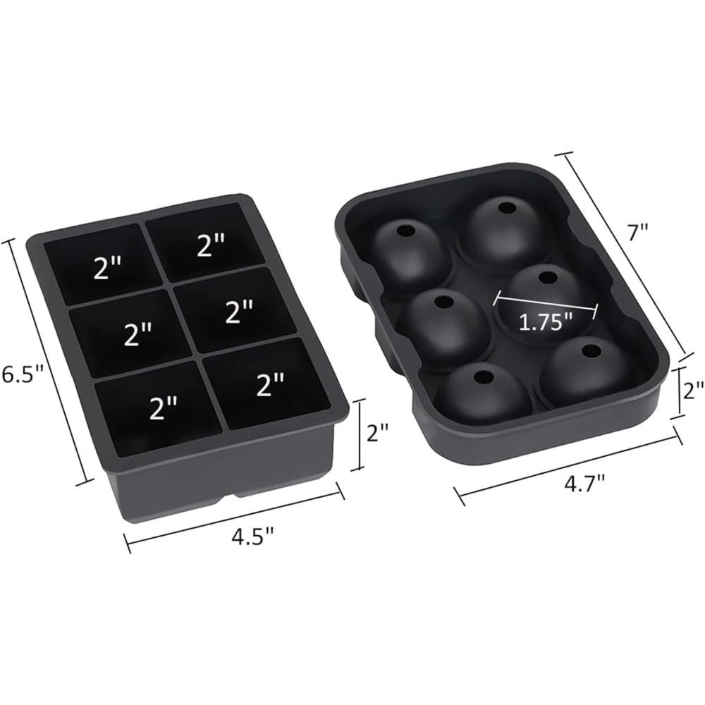 1 or 2 pcs Ice Cube Trays Silicone Sphere Whiskey Ice Ball Maker with Lids Large Square Ice Cube Molds for Cocktails Bourbon