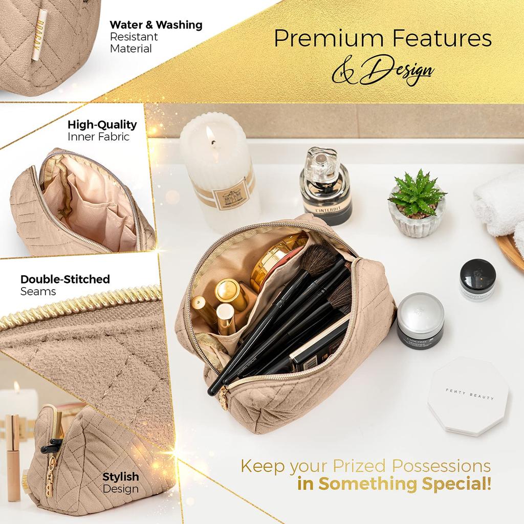 BOACAY Small Makeup Travel Cosmetic Pouch for Women and Zippered Toiletry Organizer for Cute Mini Case for Accessories and Brushes Bag, Kids, Purse,