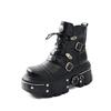 New Punk Women Platform Ankle Boots Female's Rock Round Toe Lace Up Fashion Retro Chunky Shoes Metal Decor Short Boots