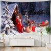 Christmas Tapestry Gift Wall Hanging Winter Night Snowflake Elk Santa Claus Hanging Fireplace Blanket Gift Home Wall Decorations