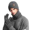 3Pcs/Set Men Hat Scarf Gloves Set Solid Color Twist Texture Brimless Hat Neckerchief Knitting Gloves Set Winter Accessories