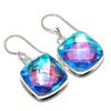 Bi-Color Tourmaline Gemstone Handmade 925 Sterling Silver Earring 1.58" F1a59