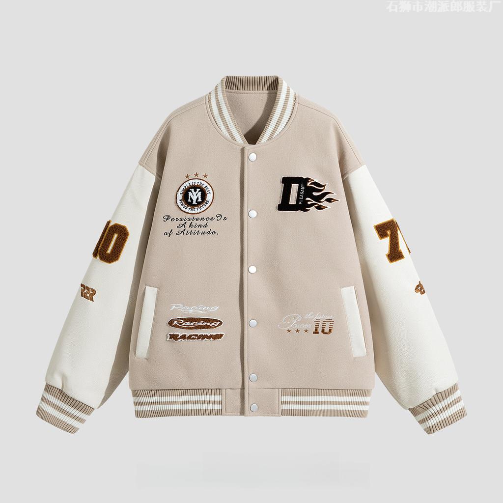 Male and Female Couples Autumn and Winter Thickened Baseball Jersey American Retro Jacket