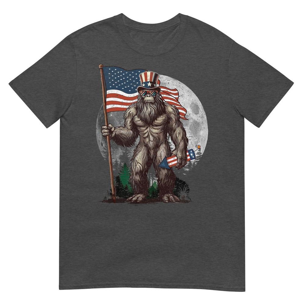 Bigfoot 4th Of July Shirts Unisex Sasquatch Usa American Flag Tshirt
