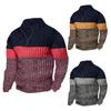Men's Casual Knitted Pullover Loose Fit Long Sleeve Half Zip Colorblock Sweater