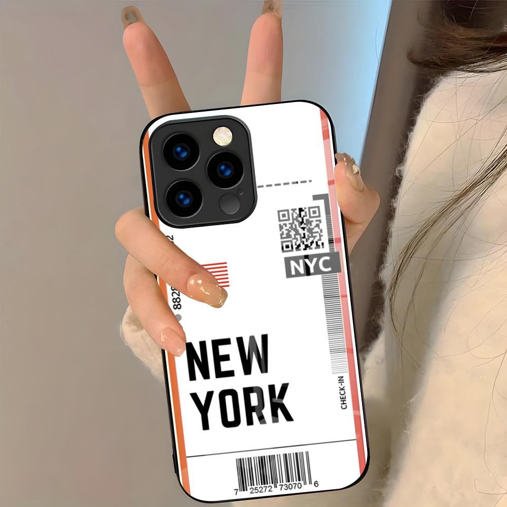 Plane Fight Ticket Phone Case For IPhone 17 Pro Max 16 15 14 Pro Max 13 11 Plus Glass Cover