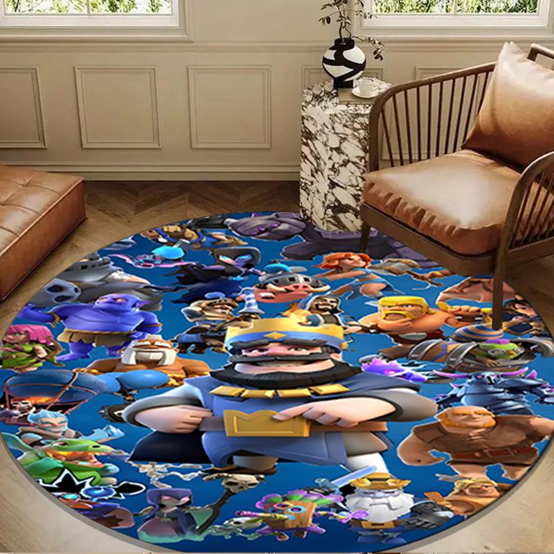 1PC Clash Royale Heroes Collage Round Rug for Livingroom,Bedroom, Palyroom, Chair Rug, Area rug, Circle Carpet, Large Size Fan Christmas gift