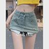 2024 Summer American High Waist Denim A-Line Skort for Women