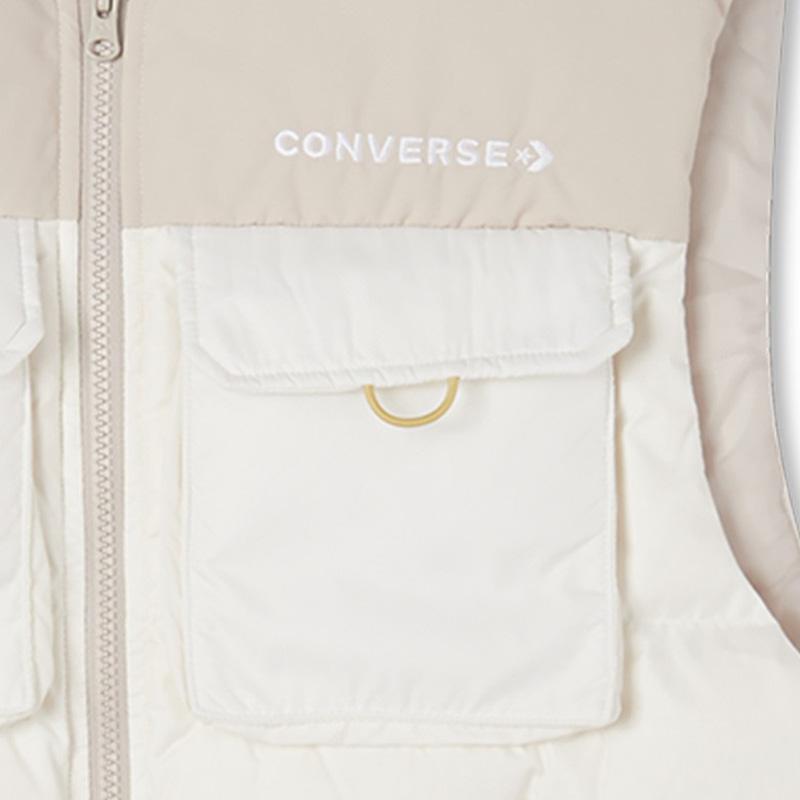 Converse Down Vests Men's White Stand Collar Moderate Workwear 10021979-A02