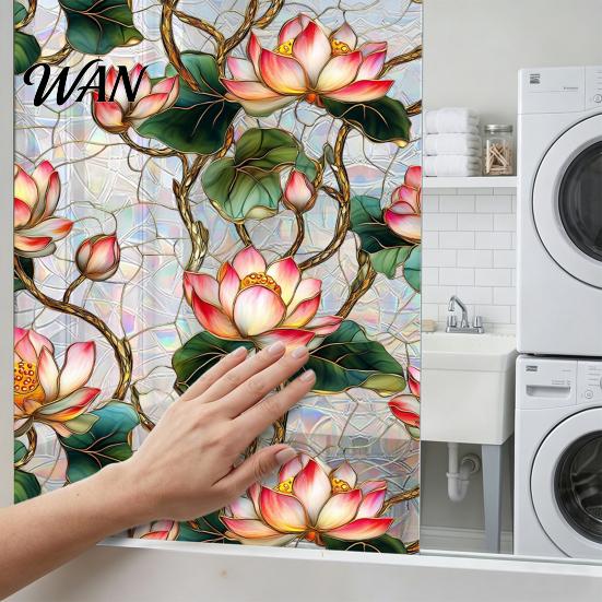 Decorative Window Film Rainbow Privacy Film, Stained Glass Pattern Sticker, Static Sunlight Reflecting Sticker Cling, Sun Blocking Reusable Decals for