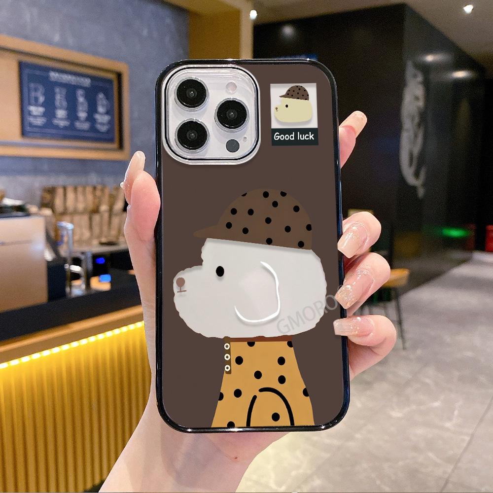 Polka dot puppy iPhone16promax Apple 13 black edge mobile phone case AIR cute 15 magnetic anti-drop hard case