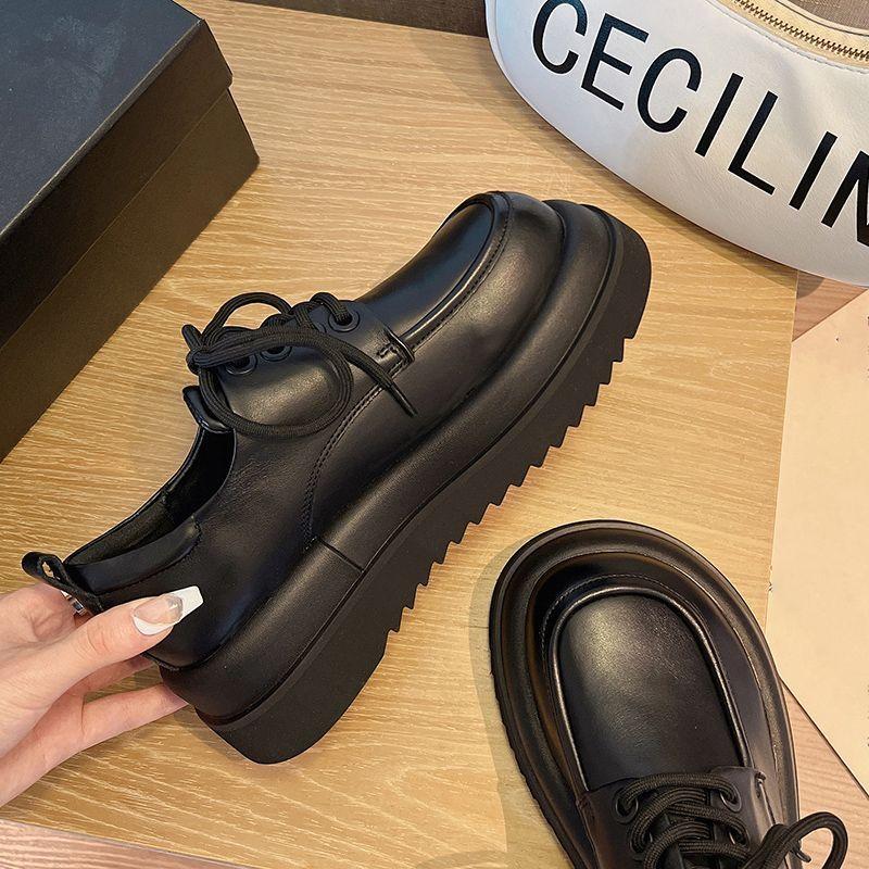 Versatile Platform Japanese Student Fashion Small Leather Shoes Women's 2025 Summer and Autumn New British Style Lace-up Retro Single Shoes