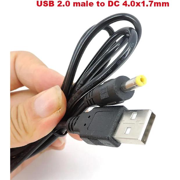 1pcs 5pcs 1M USB 2.0 A Male to DC 4.0x1.7mm Male 5 V 2A 24AWG DC 4.0MMX1.7MM Connector Jack Power Charger Cable Cord Converter(5pcs)
