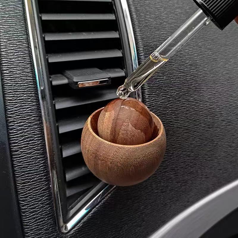 Car Wooden Essential Oil Diffusers-Spherical Design Natural Fragrance Dispersion Bedroom Decor Diffuser Car Home Room Fragrance