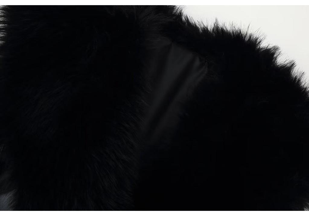 2025 Autumn Women's Fur Collar Patchwork Leather Jacket with Long Sleeves