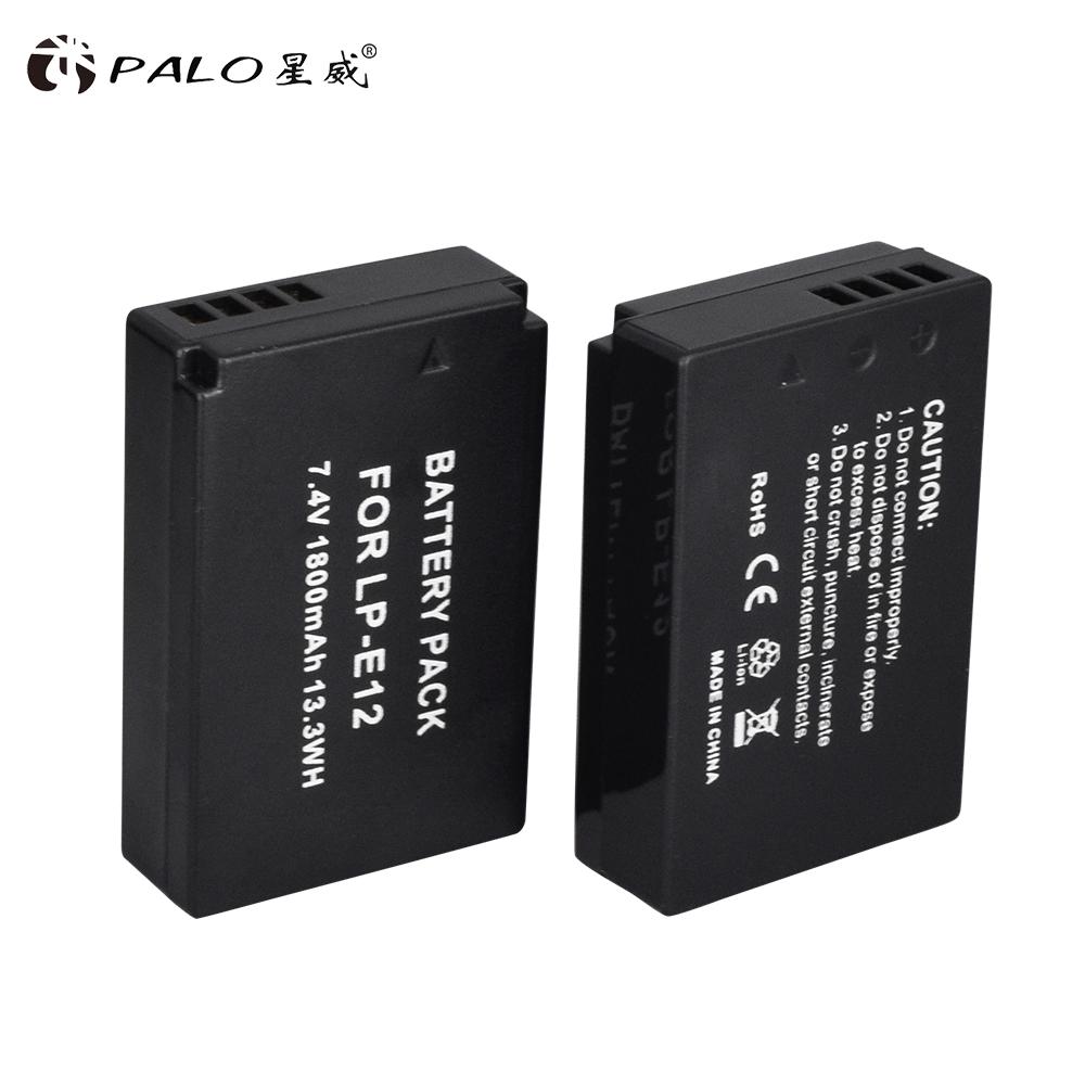 1 упаковка сменных аккумуляторов высокой емкости LP-E12 LP E12 LPE12 (1800 мАч) для беззеркальных фотоаппаратов Canon Rebel SL1, EOS-M, EOS M2, EOS M10