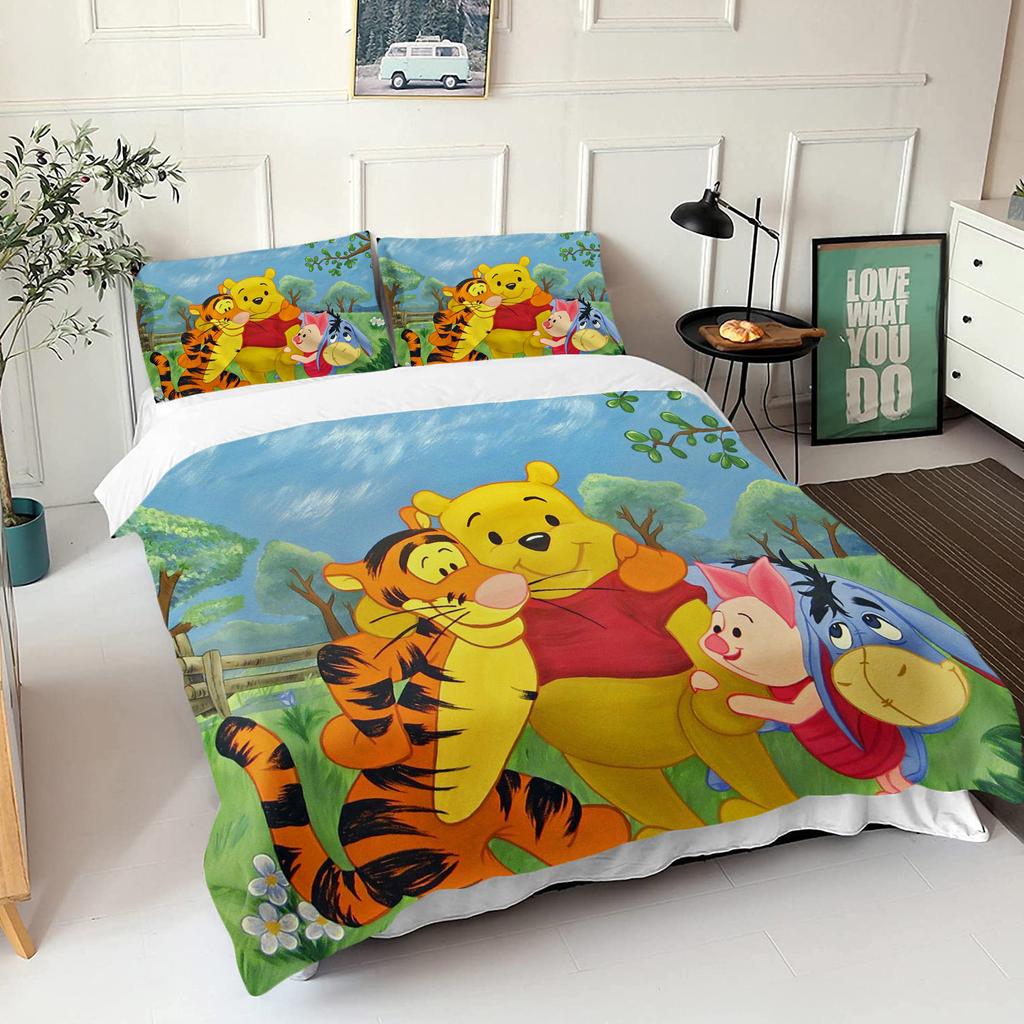 Comforter Winnie The Pooh Bear Bedding Set Queen With 3D Children'S Bedding Set Universal Suitable For Children