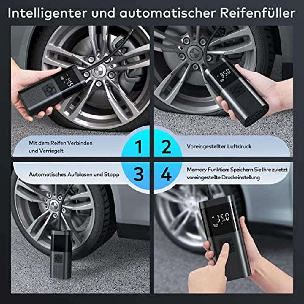 Электрический воздушный насос с аккумулятором 6000 мАч, портативный велосипедный насос 150 фунтов на квадратный дюйм для всех клапанов с цифровым ЖК-дисплеем, мини-компрессор со светодиодной подсветкой для велосипедного мотоцикла
