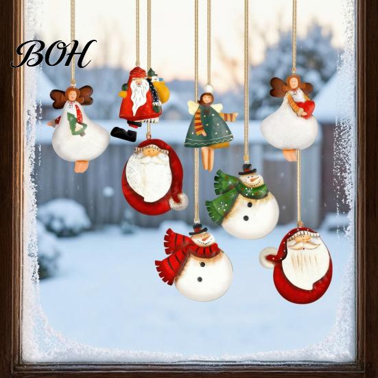 Festive Wooden Ornaments for Holidays 16/24/32Pcs Christmas Ornaments, Flying Angels Decorations, Santa Claus Rustic Xmas Party Supplies Holiday