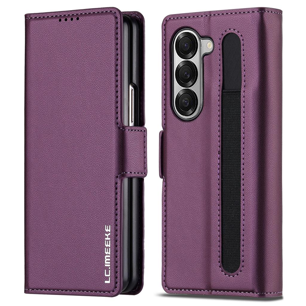 LC.IMEEKE L1 Для Samsung Galaxy Z Fold6 5G Чехол-подставка Текстура ПУ-кожа Кошелек Чехол для телефона