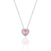 Колье в форме сердца с серебряным родием, розовыми камнями и бриллиантами
