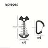 8pcs Stainless Steel Deck Nails with Spring Buckle, Fish Bone Design for Secure Binding, Suitable for Outdoor Camping and Hiking