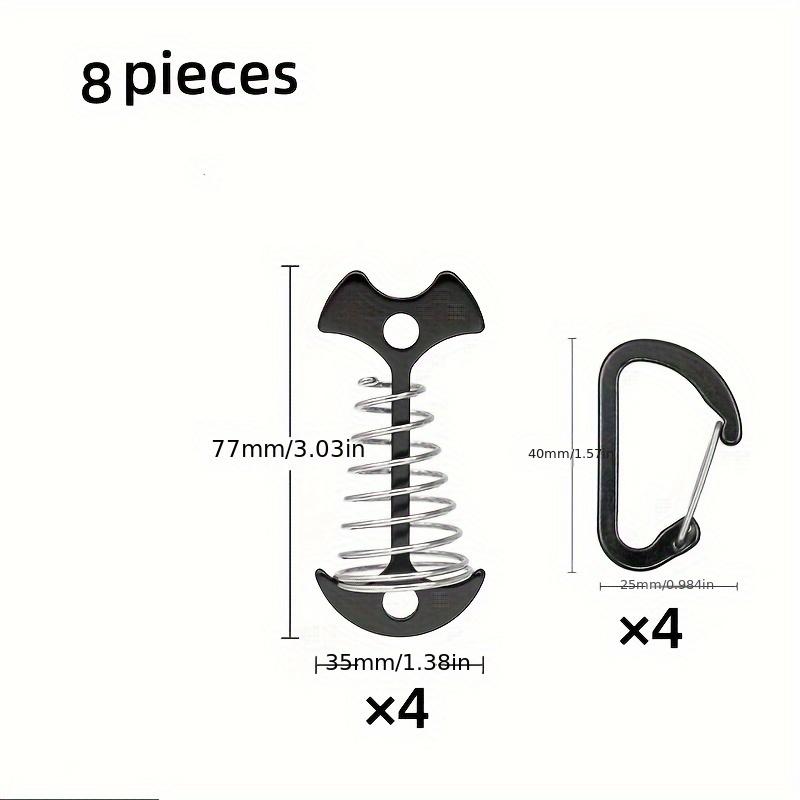 8pcs Stainless Steel Deck Nails with Spring Buckle, Fish Bone Design for Secure Binding, Suitable for Outdoor Camping and Hiking