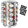 Revolving Spice Rack with 12/16/20 Jars, Rotating Seasoning Organizer with Labels, Stainless Steel Spice Carousel for Kitchen Countertop, Cabinet