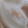 Серьги-пусеты из 18-каратного золота с цирконом и перламутром в виде морской звезды, асимметричные, летние, маленькие, свежие, модные