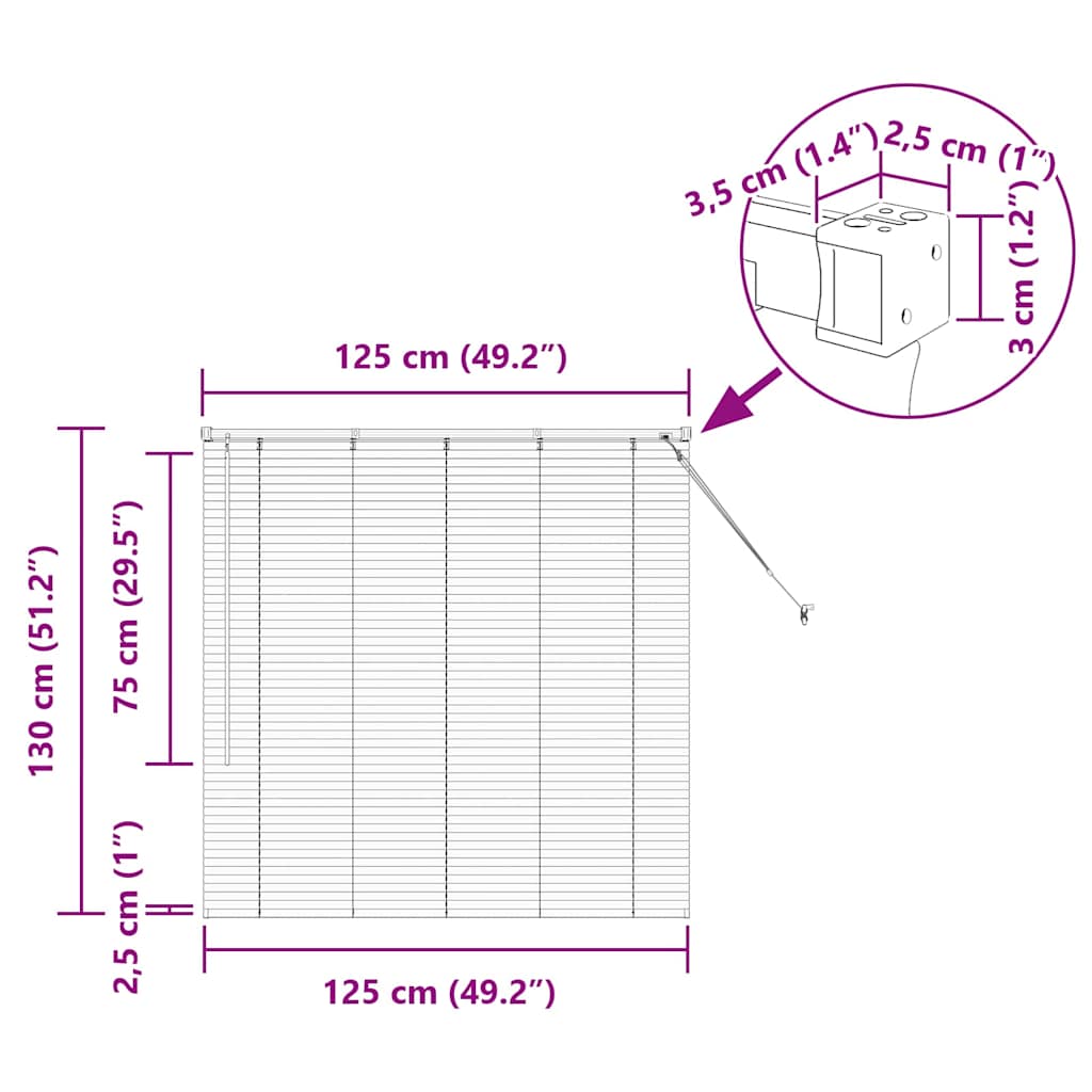 White Aluminum Venetian Blinds 130 x 125 cm