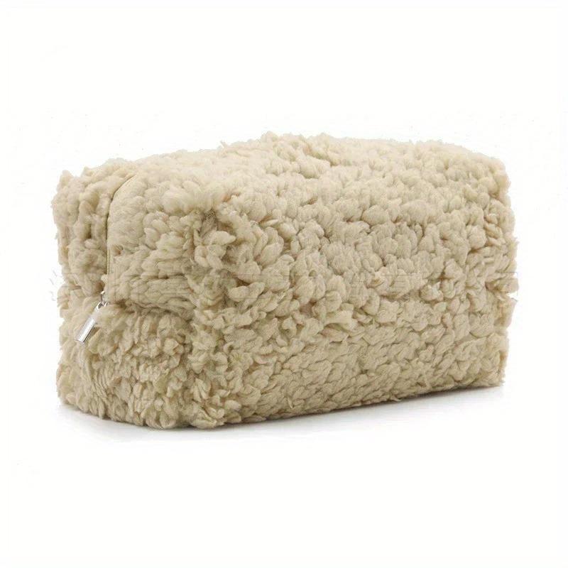 Маленькая косметичка из овечьей шерсти, милый плюшевый органайзер для макияжа, кавайный пенал, сумки, дорожный кошелек для монет, домашнее хранение