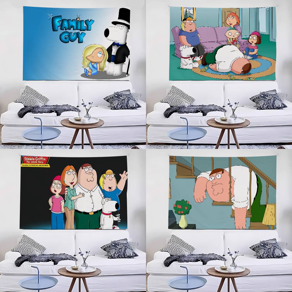 FFamily Cartoon GGuy Tapestry Wall Hanging Tapestry Art Deco Blanket Curtain Hanging At Home Bedroom Living Room Decor