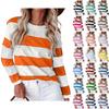 Women's Fashion Casual Striped Printed Round Neck Long Sleeve T-shirt Top