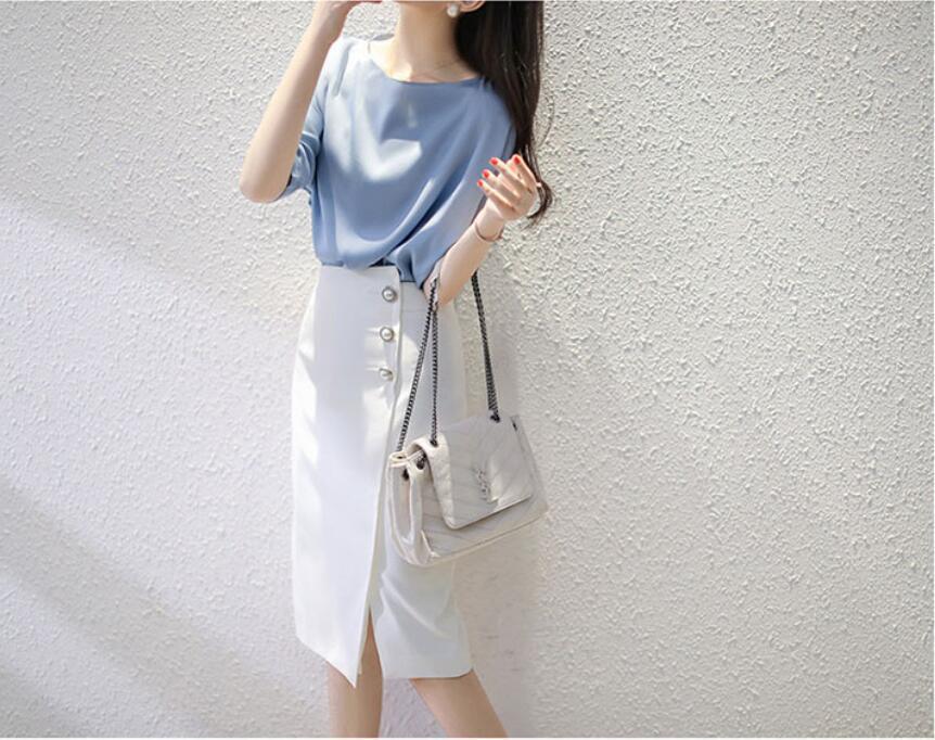 Женский облегающий топ с рукавом три четверти в корейском стиле из сатина