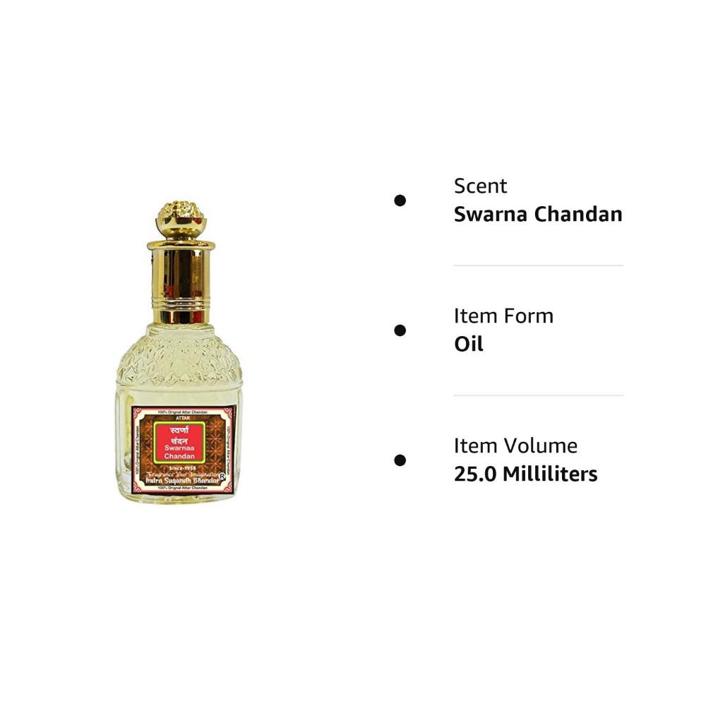 Attar For Men|Women Swarnaa Chandan With Golden Crystals Real Sandalwood Long Lasting Fragrance 25ml Rollon Pack