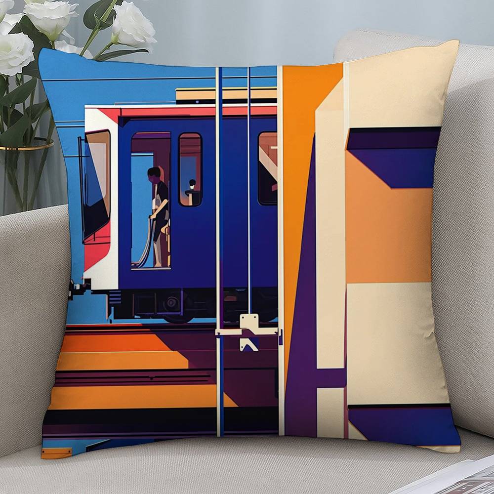 Подушка в стиле минимализм с цветным блоком, короткий плюш, двусторонняя печать, квадратные наволочки для диванных подушек, декор для дивана и дома