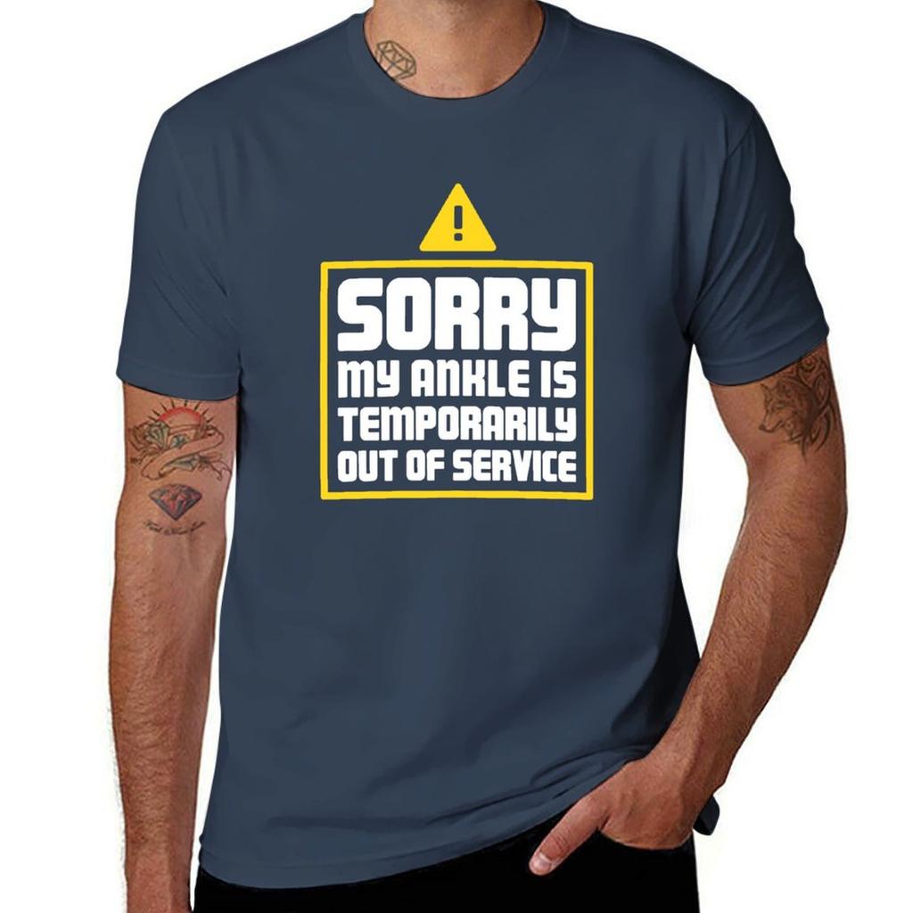 Funny Get Well Gift Broken Ankle Fracture Tshirt Basic Solid Color Short Sleeve Cotton Top