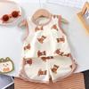 Children's Cotton Sleeveless Summer Sportswear Set - Two-Piece Casual Outfit for Toddlers and Kids