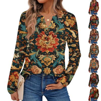 Женские рубашки с длинным рукавом с принтом Элегантные повседневные топы Модные рубашки Топы