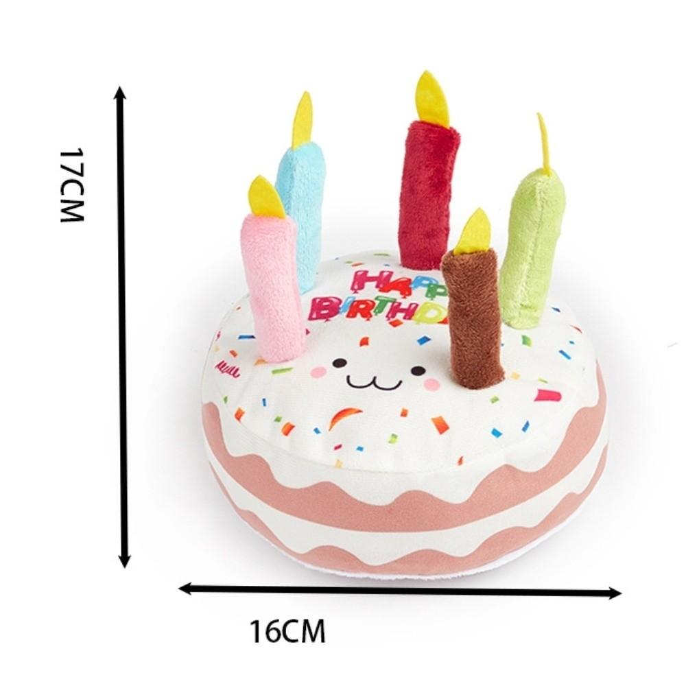 New Birthday Cake Dog Bite Resistant Interactive Sound Making Puppy Teething 16cm Gnaw Party Decor