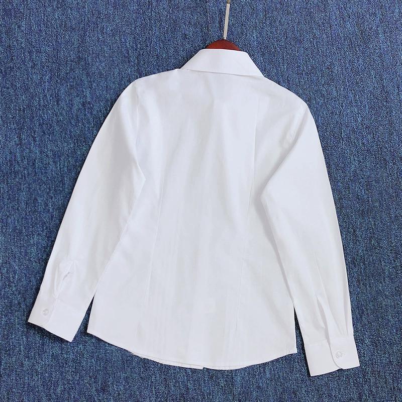 Детская белая рубашка 110-160 с длинными рукавами школьная форма рубашки для девочек и мальчиков